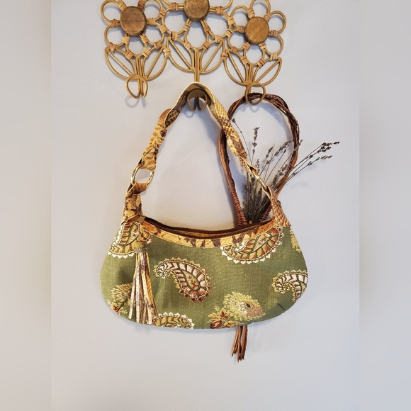 Sonja Benson Vintage Linen Paisley Purse - Picture 1 of 11